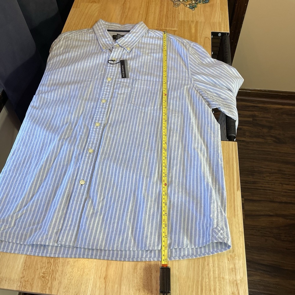 NWT MADISON Button Dress Shirt Men's XXL‎ Blue Striped - Picture 8 of 8
